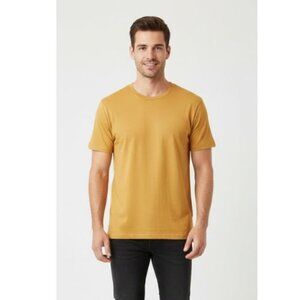 SELECTED men's mustard yellow XXL cotton t-shirt short sleeves